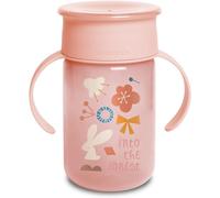 Kalanka-, Tasse D'apprentissage Avec Disque Anti-Fuite, Magic Cup Rebord Antifuite 360°, À Partir De 12 Mois, Anses Amovibles, Avec Couvercle Hygiénique, 340 Ml, Forêt Rose