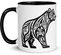 Kalanka-Tasse Ours Ski Raquette Neige Snowboard Trek Bivouac Mug Ourson Animal Drôle Sport Nature Sauvage Randonnée Marrant Fan Cadeau Élégant Business Super Papa Fête Des Pères (Ours Tribal)