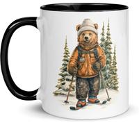 Kalanka-Tasse Ours Ski Raquette Neige Snowboard Trek Bivouac Mug Ourson Animal Drôle Sport Nature Sauvage Randonnée Marrant Fan Cadeau Élégant Business Super Papa Fête Des Pères (Ours Ski 2)