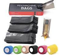 Kalanka-Tattoo Machine Cover Tape Wraps,200pcs Tattoo Machine Covers And 6pcs Tattoo Machine Tape Grip Wrap 2 X 5 Yards Self For Tattoo Supplies