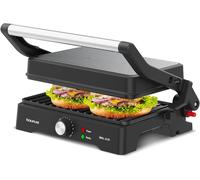 KALANKA-Taurus - Gril Électrique Grill&Co GR1500X 1500W Plaques Antiadhésives 27,5 x 17,3 cm Couvercle Flottant 180º Thermostat Réglable Base Antidérapante Bac à Graisse Amovible