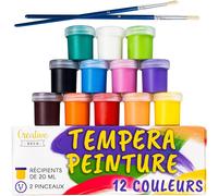 KALANKA-Tempera Peinture Enfant Lavable 12x20ml Loisir Creatif Couleurs Basiques Vibrantes Intenses Pigmentées Séchage Rapide, Effet Mat, Couverture Extraordinaire, Non-Toxique