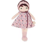 KALANKA-- Tendresse - Ma 1ère Poupée en Tissu Léonie - Poupée de Chiffon 32 cm - Robe en Velours Côtelé - Jolie Boite Cadeau - Ruban Personnalisable - Dès la Naissance, K200018