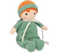 KALANKA-- Tendresse - Ma 1ère Poupée en Tissu Olivia - Poupée de Chiffon 25 cm - Salopette en Mousseline - Jolie Boîte Cadeau - Ruban Personnalisable - Dès la Naissance, K200010