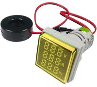 KALANKA-Testeur de Tension de Courant Alternatif 22mm avec Affichage LED à 3Chiffres Voltmètre Multifonction Ampèremètre Fréquencemètre Multimètre Panneau AC 50-500V 0-100A 0-99 Hz (Jaune,Carré)