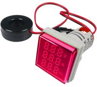 KALANKA-Testeur de Tension de Courant Alternatif 22mm avec Affichage LED à 3Chiffres Voltmètre Multifonction Ampèremètre Fréquencemètre Multimètre Panneau AC 50-500V 0-100A 0-99 Hz (Rouge,Carré)