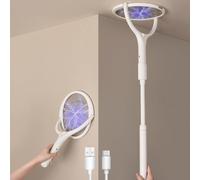 Kalanka-Tête Rotative Raquette Électrique Insectes Rechargeable Raquette Anti Moustique Électrique Moustique Tapetteà Mouche Piège Anti Mouche, Avec Une Extension Télescopique