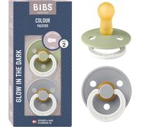 Kalanka-Tétine Bibs Colour Glow. Lot De 2 Sucettes. Brillent Dans Le Noir. Sans Bisphénol A, Téterelle Ronde. Latex De Caoutchouc Naturel. 6+ Mois (Lot De 2), Sage Night/Cloud Night