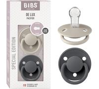 Kalanka-Tétine Bibs De Lux. Lot De 2 Sucettes. Sans Bisphénol A, Téterelle Ronde. Silicone, Fabriqué Au Danemark. Taille Unique (0-36 Mois), Sand / Iron