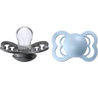 Kalanka-Tétine Bibs Supreme, Lot De 2, Silicone, Tétine Danoise De Forme Symétrique. Sans Bpa. (Iron/Babyblue, Taille 1 (0-6 Mois))
