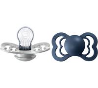 Kalanka-Tétine Bibs Supreme. Lot De 2 Sucettes. Sans Bisphénol A, Téterelle Symétrique. Silicone, Taille 2 (6-18 Mois), Cloud/Steel Blue