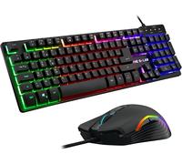 KALANKA-The G-LAB Combo KRYPTON - Clavier Gaming AZERTY USB Anti-Ghosting + Souris Gaming 6 boutons 3200 dpi - Pack Gamer filaire PC PS4 Xbox One Mac Rétro-éclairage RGB (Noir)