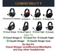 KALANKA-Tissu Maille Mousse Coussin Coussinets pour HyperX Cloud 1/2/3/Pro/Core/Flight/Flight S/Stinger/Stinger S, CloudX Stinger/Stinger Core/Flight Casque