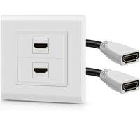 KALANKA-TNP Prise Double Murale hdmi avec câbles et connecteur - 2 Port HDMI, Plastron hdmi Audio, décorative, Prise en Charge 4K, UHD, Arc, Ethernet-Boîtier et rallonge Haut débit, Blanc