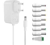 KALANKA-Tonton Adaptateur AC 12V 2A Alimentation AC220V vers DC12V 500mA 1000mA 1500mA 2000mA Pilote de Puissance 5,5mm avec 8 adaptateurs de Prise DC Adaptateur AC-DC (DC12V 2A) Blanc