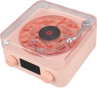 KALANKA-Tourne Disque Vinyle Bluetooth, Haut-Parleur Vinyle 3 en 1 de Style Tourne-Disque avec veilleuse et Affichage de l'heure, Mini Tourne-Disque avec 4 Sons de la Nature