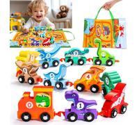 KALANKA-Train des Dinosaure en Bois avec Tapis de Jeu/Nange 2 en 1 - Voiture Enfant Jouet Bebe 1 an Dinosaure Jouet Enfant 1 2 3 Ans Garçon - Cadeau Enfant 1-4 Ans pour Apprendre en S'amusant