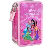 Kalanka-Trousse 3d À 3 Compartiments Pour Fille, Pour Disney Princesses Fans, Triplement Garnie, 44 Accessoires Pour L'école Primaire, 3 Fermetures Éclair, 20 Cm, Rose