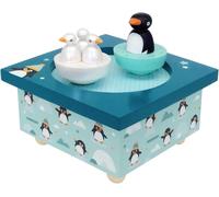 KALANKA-TROUSSELIER - Pingouin & ses Bébés - Boîte à Musique Dancing - Idéal Cadeau de Naissance - 2 Figurines Amovibles - Fonctionnement Simple - Musique La Vie en Rose de Edith Piaf - Colori Vert