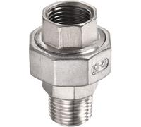 KALANKA-Tuyau Raccord Union - Inox Acier Double Fileté Tuyau Connecteur, avec Caoutchouc Anneau, Appliquer à DIY Projet, (1/2PT Mâle x G1/2 Femelle Filetage, Argent)