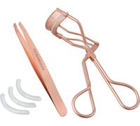 Kalanka-Tweezerman Set Sourcils Et Cils (Set Cadeau Avec Recourbe-Cils Et Pincette, Plaquettes En Silicone), Or Rose