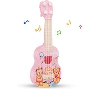 KALANKA-Ukulélé enfant jouet guitare 26 cm avec 4 cordes réglables mini instrument de musique Early Educational Acoustic jouet enfant cadeau pour débutants (ours)