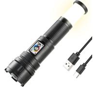 Kalanka-Ultrafire Lampe Torche Tactique Led 1500 Lumens Avec Lanterne De Camping, Petite Lampe De Poche Rechargeable Zoomable, 10 Modes Avec Lumière Rouge Pour Camping, Randonnée, Extérieur
