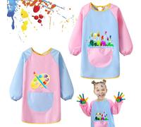 KALANKA-UMILKI 2Pcs Malkittel Kinder,Wasserdicht Malschürze,Langarm Malschürze Kinder für 6-12 Jahre Mädchen/Junge,Bastelkittel Bastelschürze Kinder mit Ärmeln für Malen & Basteln Backen Kochen