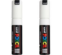 Kalanka-Uni-Ball 182601 - Marqueur Posca À Pointe Biseautée Large, Pc-8k, Blanc, 1 Pièce (Lot De 2)