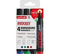 Kalanka-Uni Prockey - Uni-Ball - Uni Mitsubishi Pencil - Marqueur Permanent Inodore Pm126 - Multisupport, Base Eau, Sans Odeur - Pointe Biseautée Large 5,7 Mm - Emballage Zéro Plastique - Lot De 4 Co