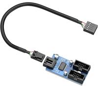 KALANKA-USB 2.0 9 Pin 1 to 2 Splitter Adapter Converter MB One USB 2.0 Female to 2 Female 30cm Cable 9 Pin Adapter Port Multiply