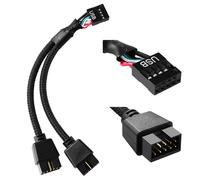 KALANKA-USB 2.0 9 Pin Female to Dual Extension Cable Male 9 Pin, USB Female 1 to 2 Male Motherboard Extension 9 Pin, for Computer Internal Motherboard, Black