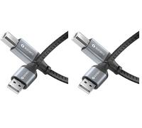 KALANKA-USB 2.0 Cable, Connection Cable, Printer Cable, A Plug to B Plug, 480MB/s, Space Grey/Black, 3m (Pack of 2)