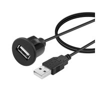 KALANKA-USB 2.0 Dashboard Mount Cable Extension Cable with Loop for Car Truck Boat Motorcycle Dashboard 1M (Round)