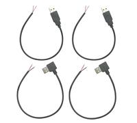 KALANKA-USB 2.0 to Bare Cable, Open Cable Ends, 30cm Current, 5V, 22AWG, 2 Cores, Power Pigtail, Cable, DIY, 2 Straight Plugs and 2 Right Angle L Plugs