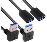 KALANKA-USB 3.0 Extension Cable 90 Degree,High+Low Angled USB Type A Male to USB Type A Female Extension Cable 5Gbps (Top and Bottom,30CM,2Pack)