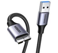 KALANKA-USB 3.0 Male A to Micro B Cable External Hard Drive Nylon Braided Compatible with Western Digital WD Elements Toshiba Canvio Seagate Maxtor (2M)