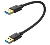 KALANKA-USB 3.0 Type A Male to Male Dual USB SuperSpeed Data Cable for External Hard Drive, DVD, Laptop Cooler and Blu Ray Player (0.3M)