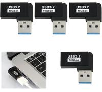 KALANKA-USB 3.1 90 Degrés Angle Adaptateur 10Gbps, Transfert de Données Rapide, Connecteur en L, Rétrocompatible USB 3.0/2.0/1.0, OTG, Compact et Portable, Pack de 2, Doubleur USB