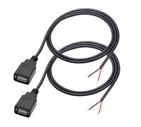 KALANKA-USB A Female Power Cable 2 Pin Bare Wire 3FT, USB A Female Pigtail Open End Power for Installed USB Devices 5V/3A or DIY Repair Cables