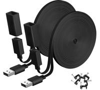 KALANKA-USB A Male to USB A Female Extension Cable 4.5 m 2 Pack, USB Power Cord Long Flat Weatherproof Cable for WYZE Cam V4/V3/V2, WYZE Cam OG,Blink Outdoor 4th Gen,Blink XT