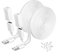 KALANKA-USB A Male to USB A Female Extension Cable 6 m 2 Pack White, USB Power Cord Long Flat Weatherproof Cable for WYZE Cam V4/V3, WYZE Cam OG, Blink 4(4th Gen), Blink XT,Mini