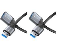 KALANKA-USB-A to USB-A Data Cable, Extension Cable, USB Type A Cable, USB 3.0, 5Gbps, Space Grey/Black, 0.5m (Pack of 2)