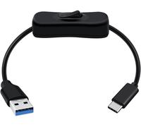 KALANKA-USB C 3.0 Cable with Switch USB Type C to USB Charger Cable Supports 5Gbps Data Transmission, for USB Fan, Cell Phone etc (Black, 0.3m)
