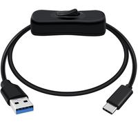 KALANKA-USB C 3.0 Cable with Switch USB Type C to USB Charger Cable Supports 5Gbps Data Transmission, for USB Fan, Cell Phone etc (Black, 1m)