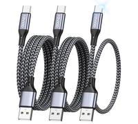 Kalanka-Usb C Cable [0.3m+1m+2m/Pack Of 3], Usb C Charger Cable Fast Charge 3a Usb Type C Cable Nylon Braided For Samsung Galaxy S22 S21 S20 S10 S9 S8 A51 A50, Huawei P40 P30, Redmi Note-Grey