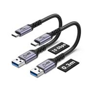 KALANKA-USB C Cable (2 Pack) 30cm 10Gbps USB C 3.1 Gen 2 3A Fast Charge Compatible with Galaxy S21 S20 S10 S10E Note 20, Pixel 6 5