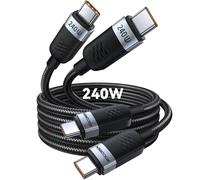 KALANKA-USB C Cable 240W, [2Pack 2m] PD Fast Charging Cable USB C, Nylon Braided Cable for Mobile Phone iPhone 16 Galaxy S25 S24 S23 Ultra Pixel 7 iPad MacBook Pro Air