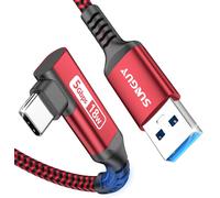 KALANKA-USB C Cable 90 Degree Angled 3M 5Gbps USB C Charging Cable and Data Cable for Android Auto, Galaxy S22, SSD, Hua-wei P30/P20, Google Pixel 8/8 Pro, LG G7, Xiaomi, Red