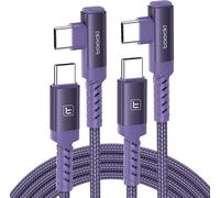 KALANKA-USB C Cable Angled 60W, 1M 2PCS USB C to Type C Cable 90 Degree Fast Charge with PD3.0 QC3.0 for iPhone 15 Plus Pro Max MacBook Pro iPad Galaxy S24 Plus Ultra S23, Purple